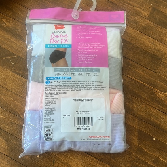 Hanes Ultimate Hipster 4-Pack Comfort Flex Microfiber Panties 6/M - Picture 2 of 5